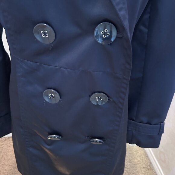 GEORGE Nylon Navy Blue Trench Coat in Women's Size Medium (8/10) Fully Lined - Picture 3 of 7